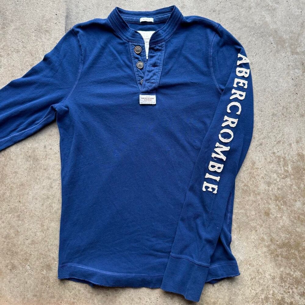 Abercrombie-fitch Men's Blue and Navy Shirt
